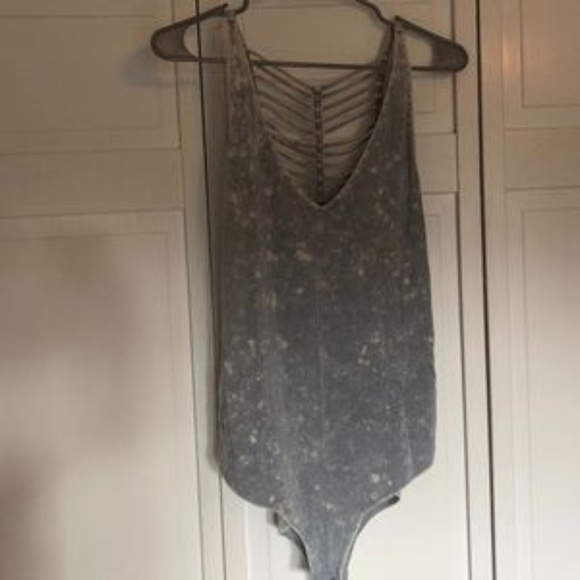 American Eagle Light Blue Acid Wash Bodysuit - Picture 2 of 5